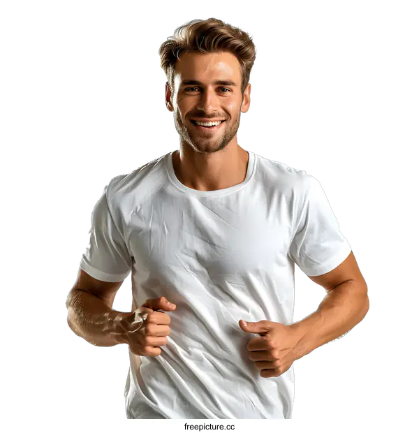 [Transparent Background PNG]Handsome young caucasian man running