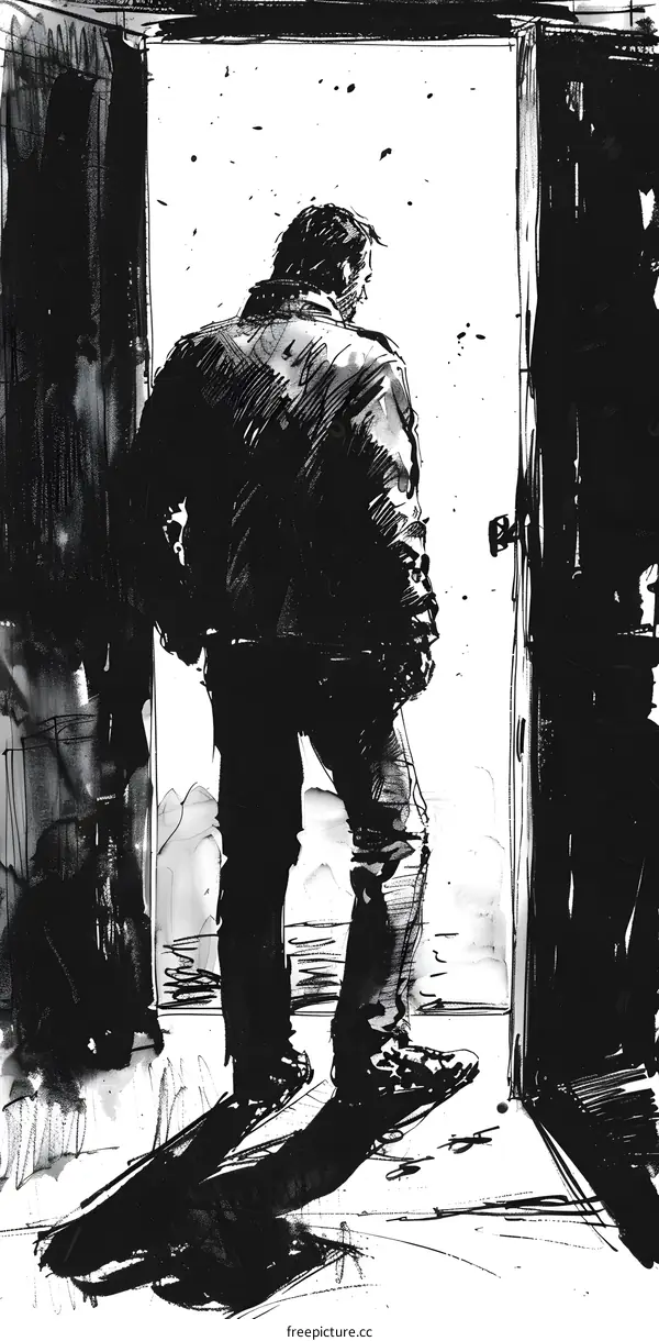 Man Walking Through Doorway