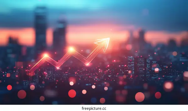 Urban Growth Trend Illustration with Rising Arrow