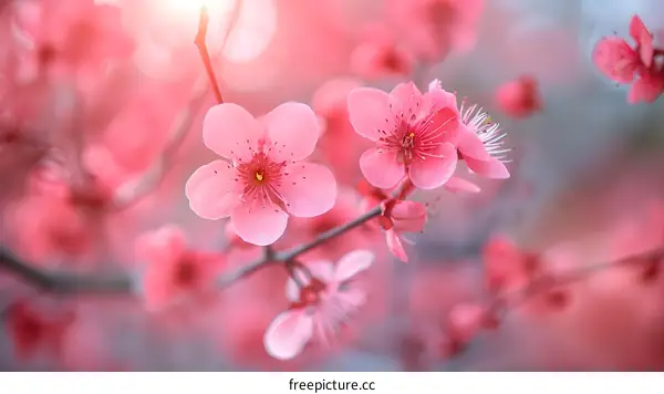 Close-up of pink cherry blossom flowers in spring