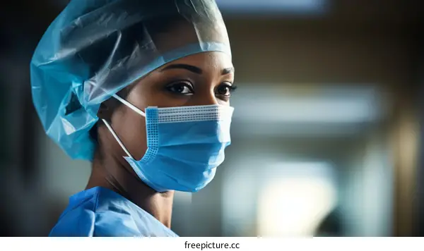 Portrait of a Confident Female Doctor Wearing a Surgical Mask
