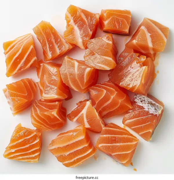diced raw salmon fillet