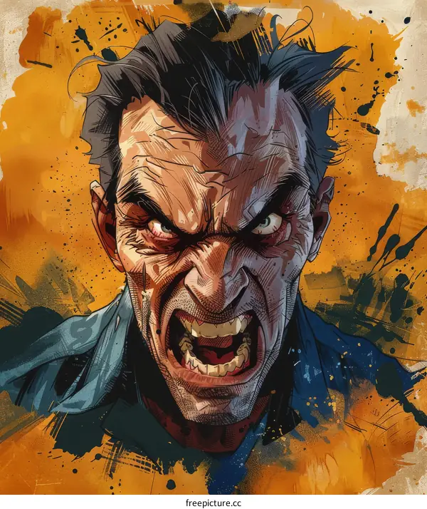 man with red eyes screaming