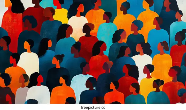 Diverse Women United in Colorful Abstract Illustration