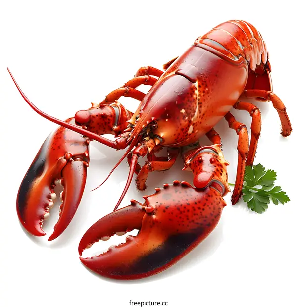 Fresh Cooked Lobster on White Background