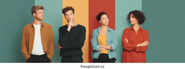 Four Diverse Individuals Contemplating