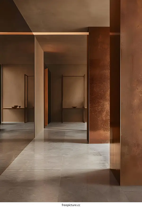 Minimalist Interior Design with Copper Accents