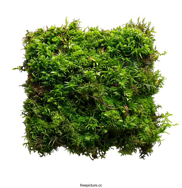 [Transparent Background PNG]Square of Green Moss on White Background