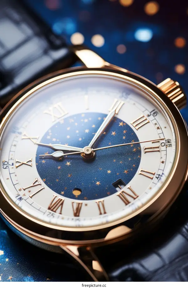 Blue Dial Gold Case Wristwatch: Patek Philippe Calatrava Inspired