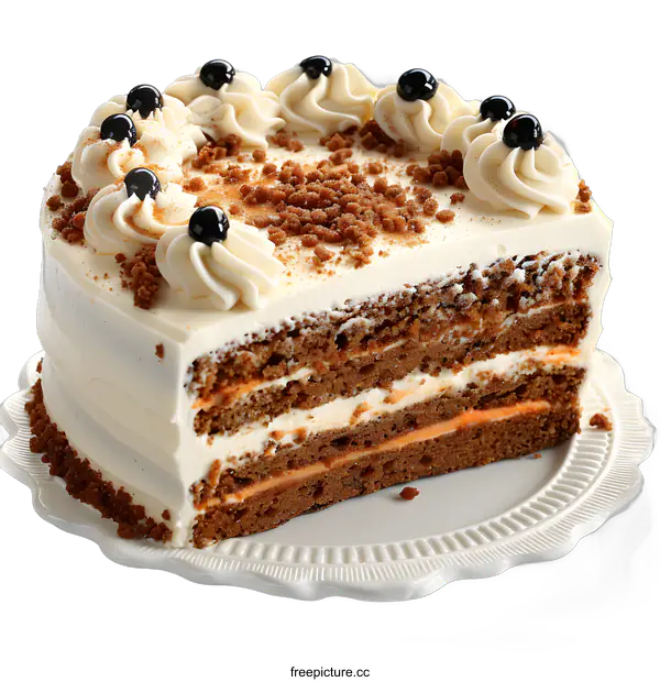 [Transparent Background PNG]A Scrumptious Slice of Carrot Cake