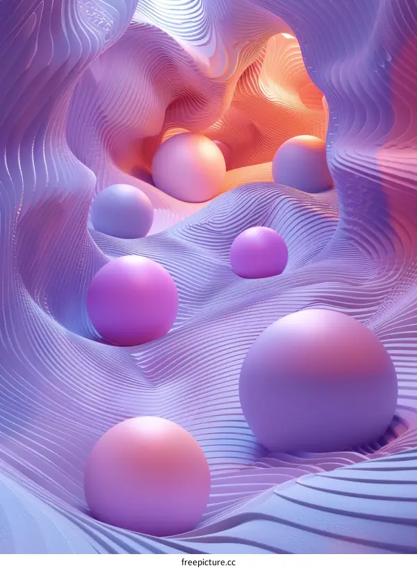 Pink and Purple Balls in a Trippy Cave