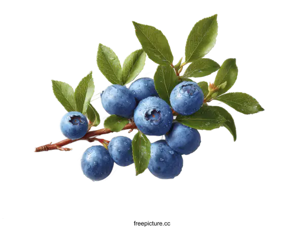 [Transparent Background PNG]Fresh Blueberries on a Branch