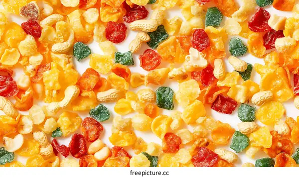 Colorful Mixed Candies and Cereal Pieces