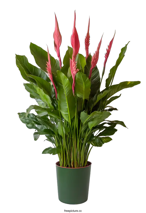 [Transparent Background PNG]Green Potted Plant With Pink Flowers