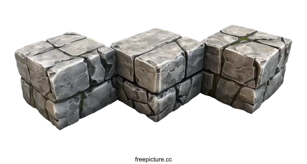 [Transparent Background PNG]Three Stone Cubes Isolated On transparent background