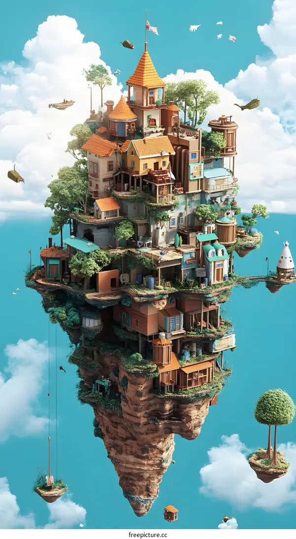 Floating Town in the Sky Illustration