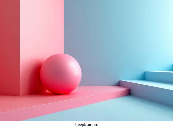 Pastel Pink and Blue Room with Sphere