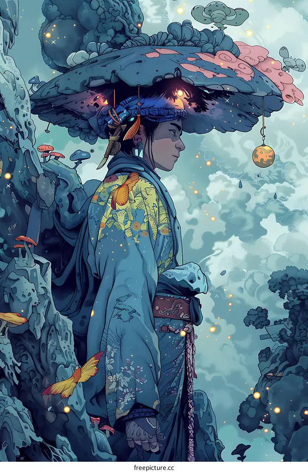 Fantasy Wanderer in Mystical Forest