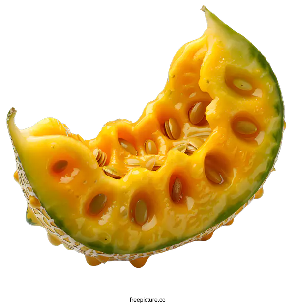 [Transparent Background PNG]Slice of Kiwano Melon with Seeds