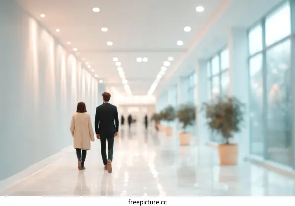 Business People Walking in a Modern Lobby