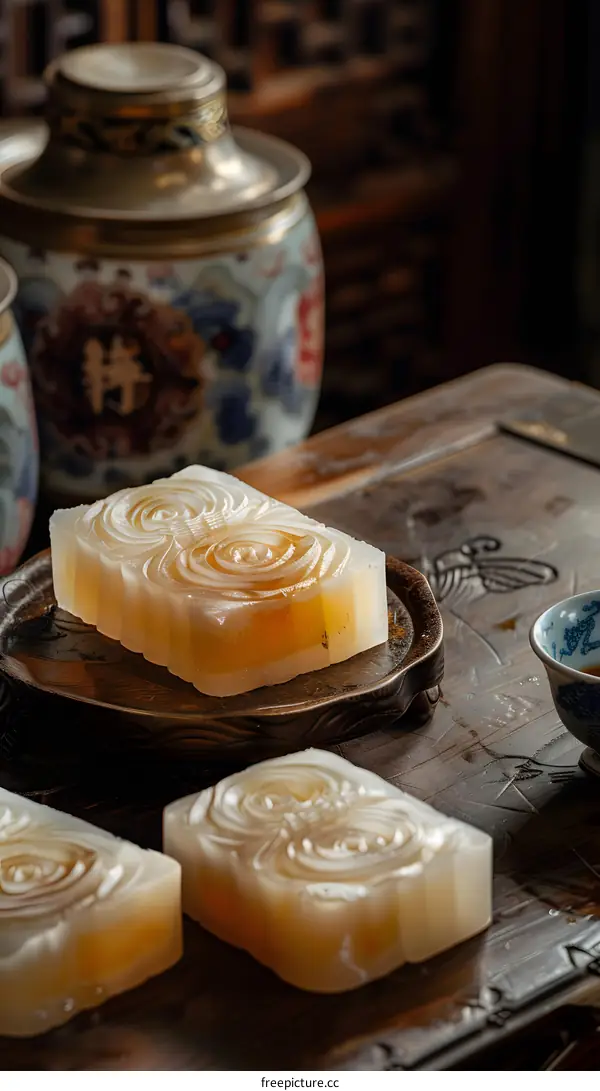 Traditional Chinese Sweet Treats on Wooden Table