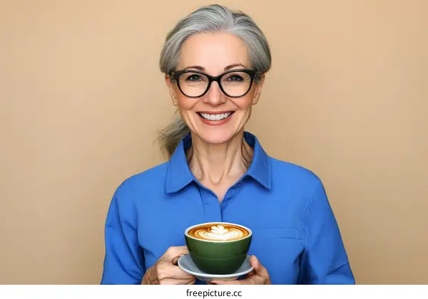 Smiling Woman with Coffee Cup