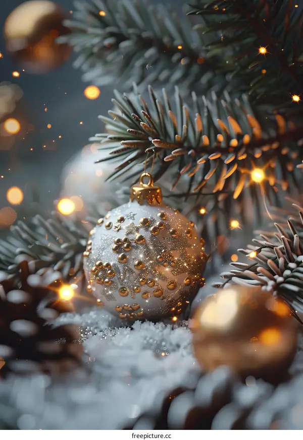 Christmas Ornaments in the Snow Festive Decor