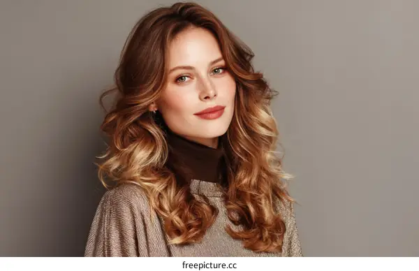 Portrait of a Beautiful Woman with Curly Hair