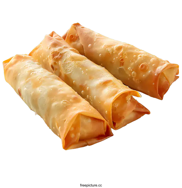 [Transparent Background PNG]Three egg rolls on a white background