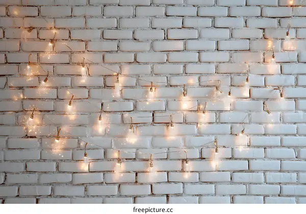 Warm Lights on a White Brick Wall