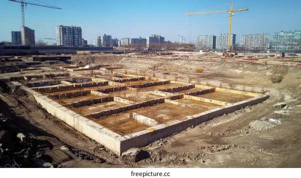 Construction Site Foundation Building Under Construction