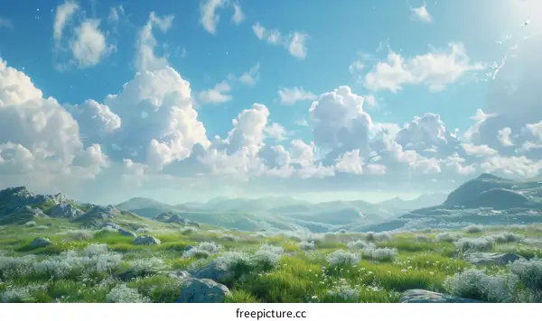 Beautiful Mountain Landscape Under a Sunny Sky