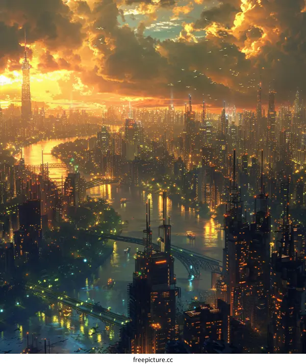 Futuristic Urban Cityscape