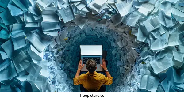 Man drowning in paperwork