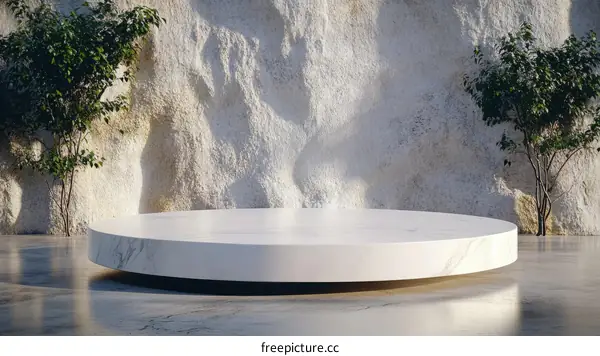 Elegant White Marble Round Pedestal Outdoor Display