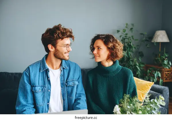 Couple Relaxing at Home on the Sofa