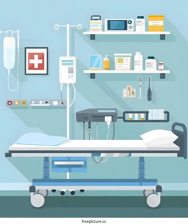Hospital Room Illustration With Medical Equipment