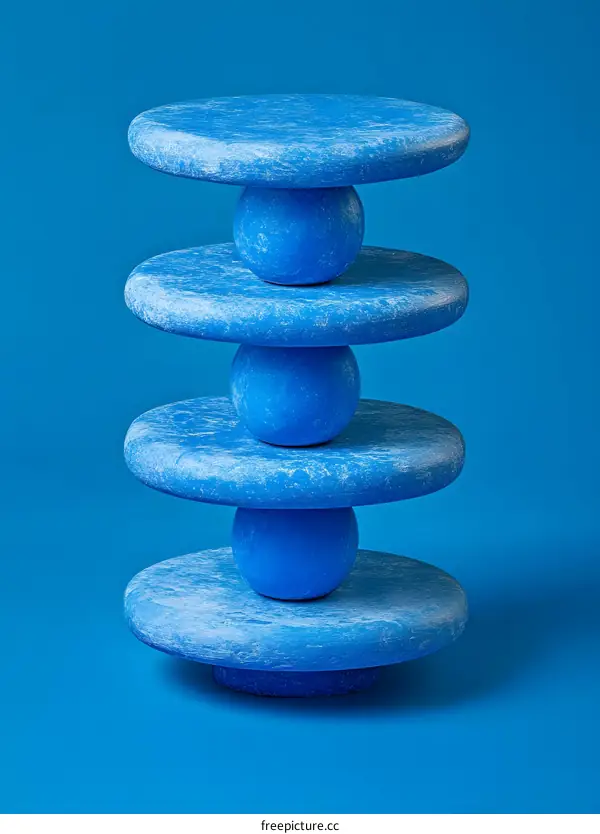 Abstract Blue Geometric Shapes 3D Rendering Minimalist Design