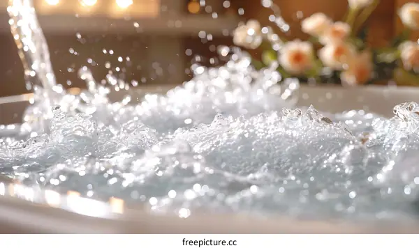 Water Droplets Splashing in a Bath Tub