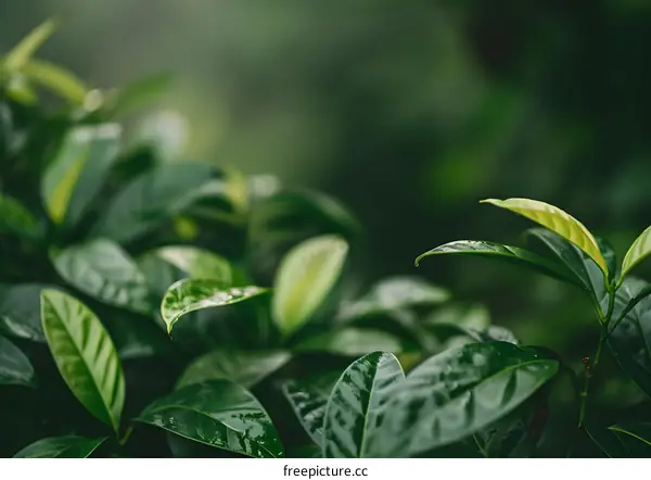 Green Leaves Close Up In The Forest