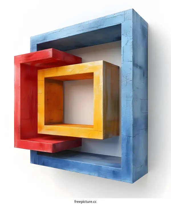 Colorful wooden shelf unit