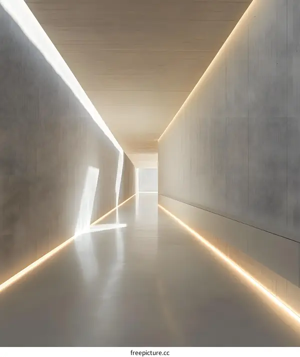 Modern Concrete Corridor with Indirect Lighting