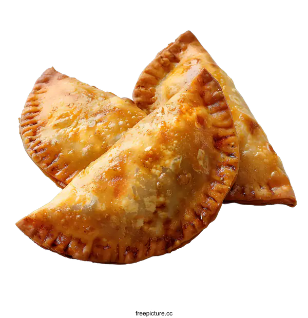 [Transparent Background PNG]Three fried beef empanadas