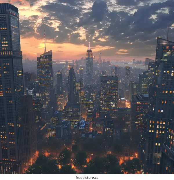 New York City Skyline at Sunset