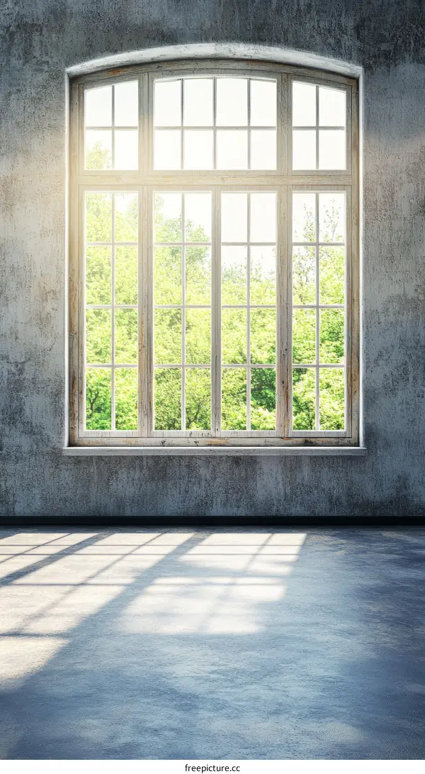 Empty Room with Large Window and Sunlight