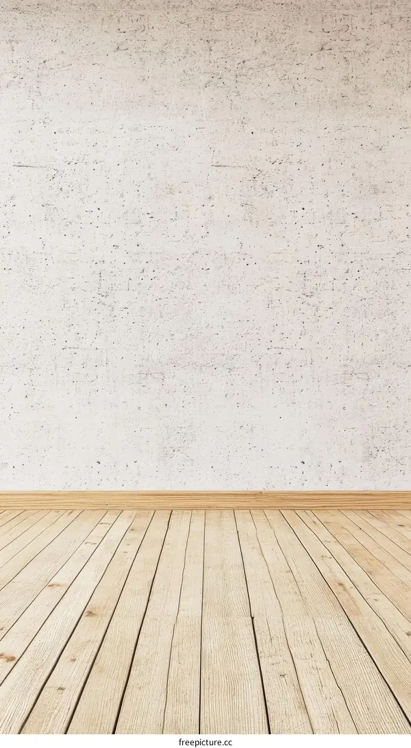 Empty Room Interior with Wooden Floor and Concrete Wall