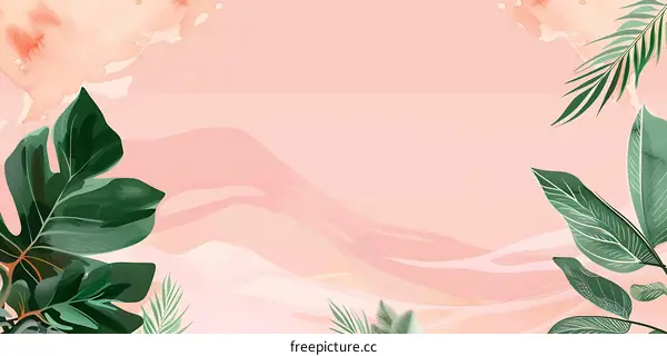 Tropical Leaves Watercolor Illustration Background