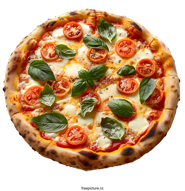 [Transparent Background PNG]Delicious Pizza Margherita on White Background