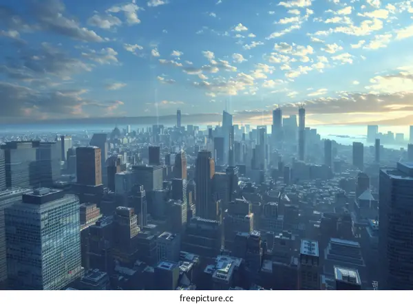 Aerial View of a Modern Metropolis City Skyline