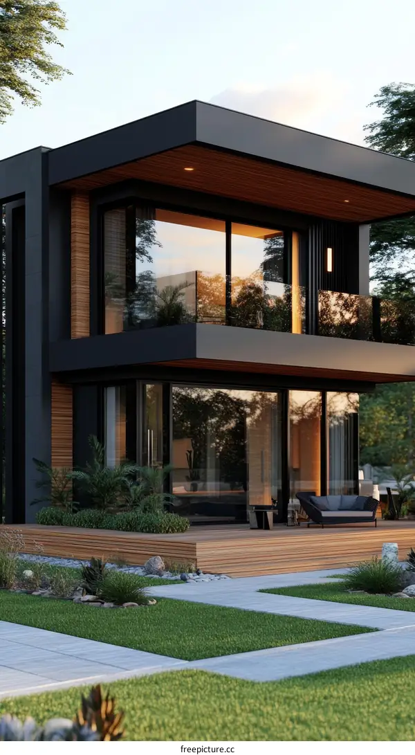 Modern House Exterior Design with Lush Landscaping
